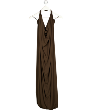 H&M Brown Linen Halterneck Dress UK S
