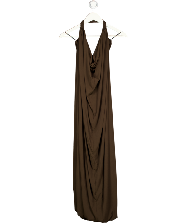 H&M Brown Linen Halterneck Dress UK S