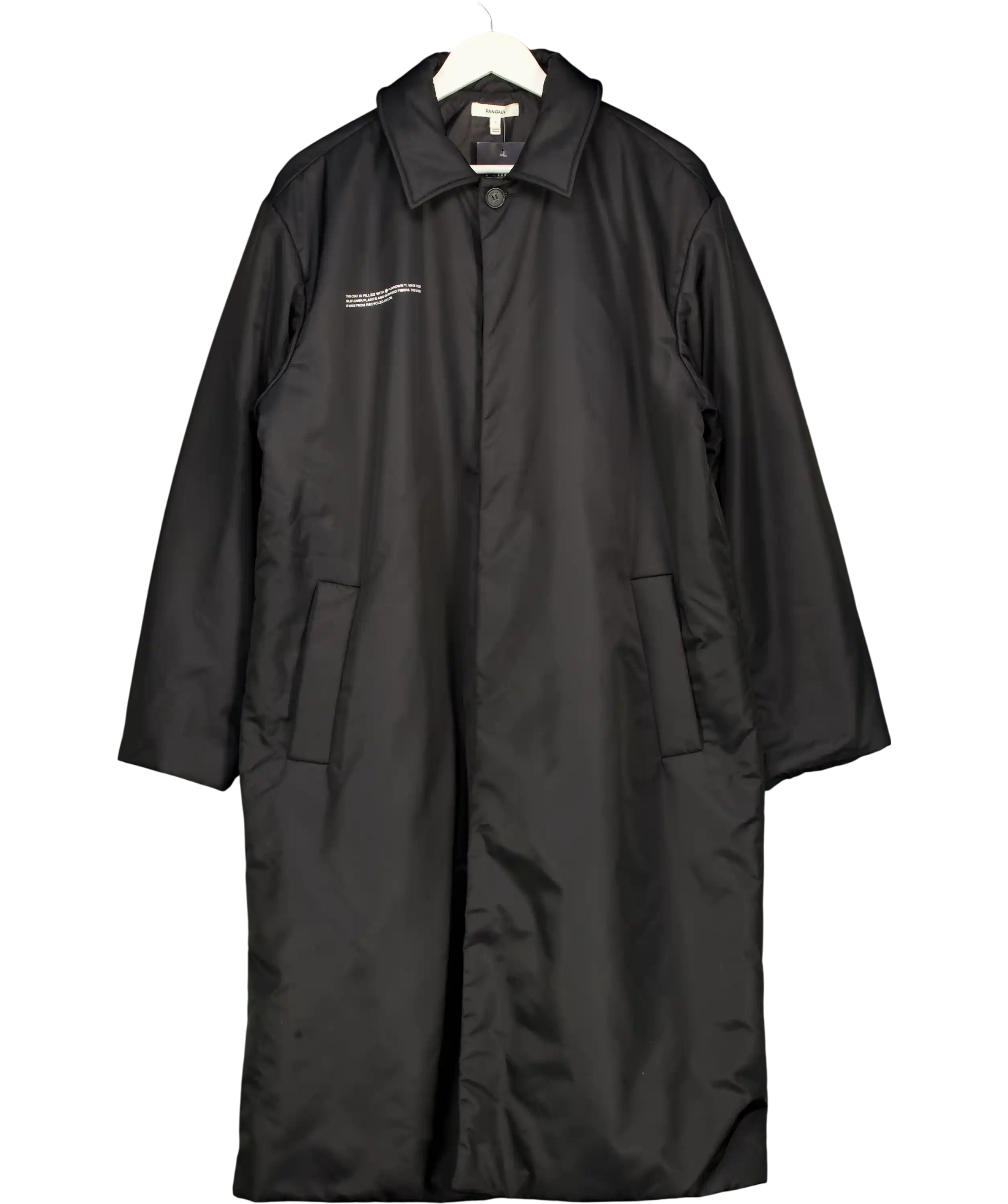 PANGAIA Oversize Flower Warmth Black Padded Overcoat UK S