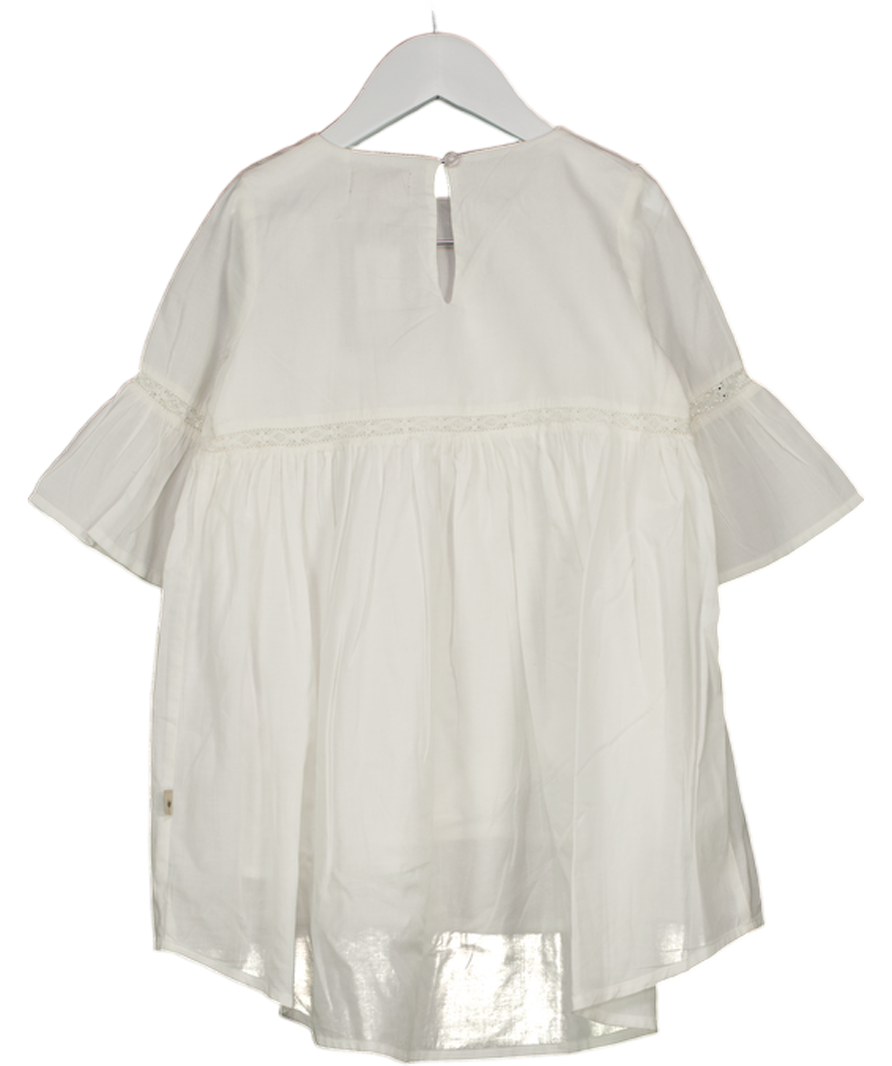 WHEAT KIDS White 100% Cotton Lace Insert Dress 4 Years