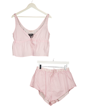 Lounge Underwear 2-piece Pink Bloom & Stripe Cami Pyjama Top And Shorts Set UK M