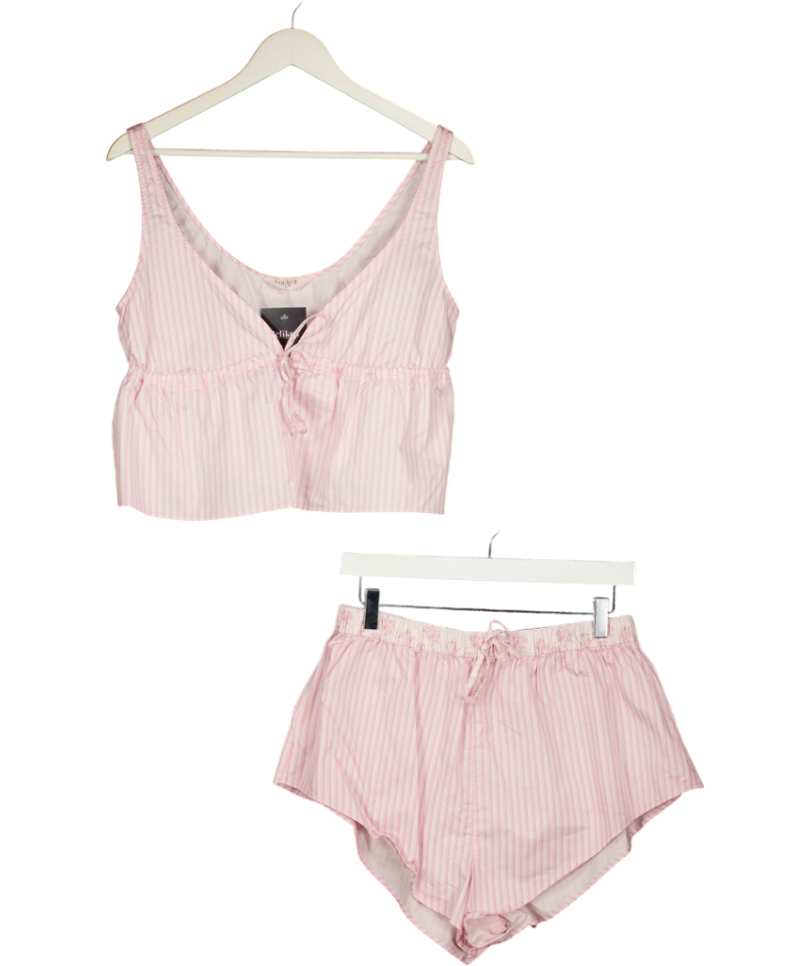Lounge Underwear 2-piece Pink Bloom & Stripe Cami Pyjama Top And Shorts Set UK M