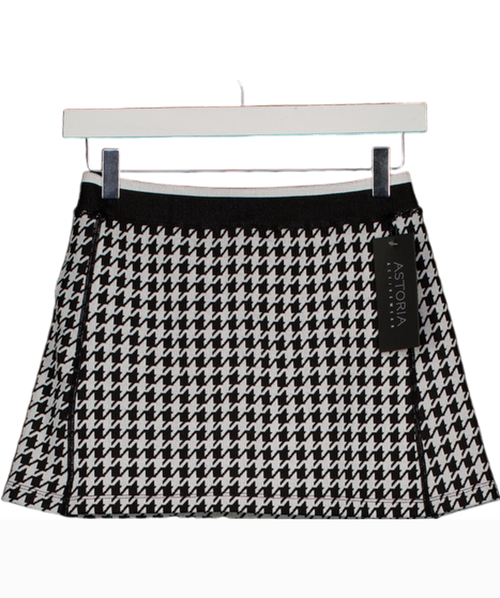 ASTORIA ACTIVEWEAR Black Seamless Knit Mini Skort - Black/grey Houndstooth UK XS