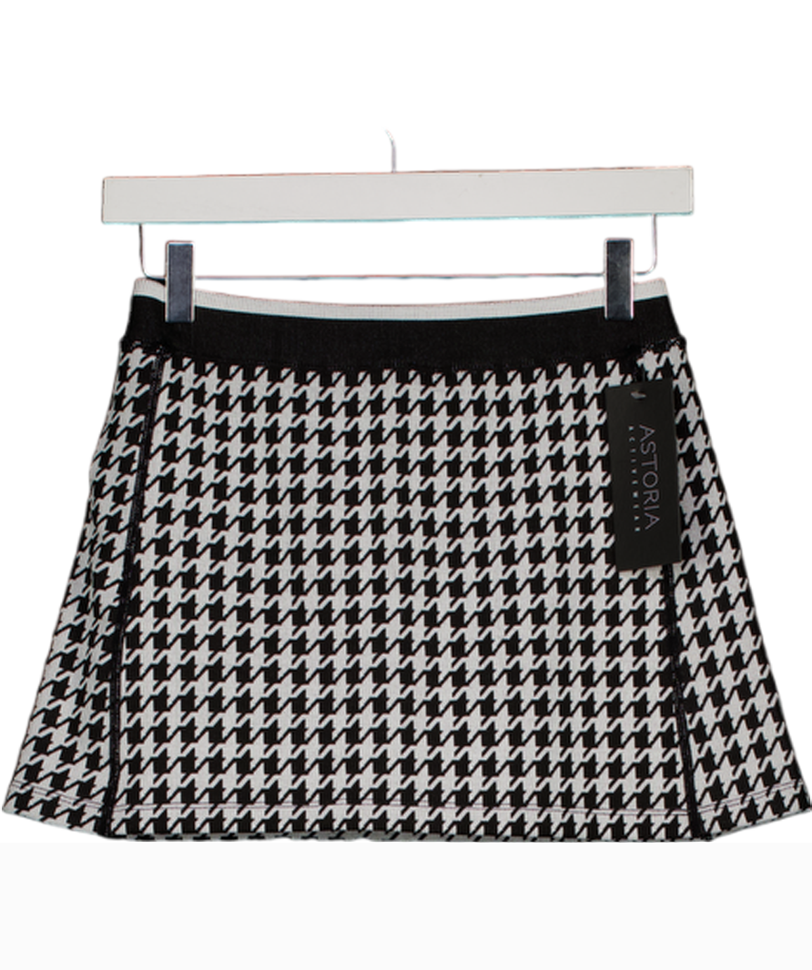 ASTORIA ACTIVEWEAR Black Seamless Knit Mini Skort - Black/grey Houndstooth UK XS