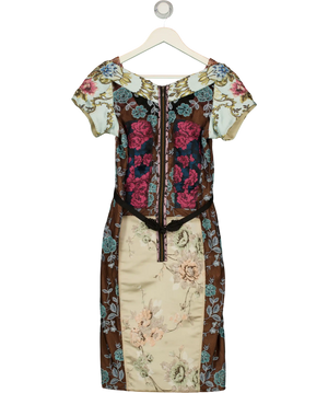 BEGUILE BY BYRON LARS Multicoloured Pieced Brocade Sheath Dress Size Us 8 UK 12