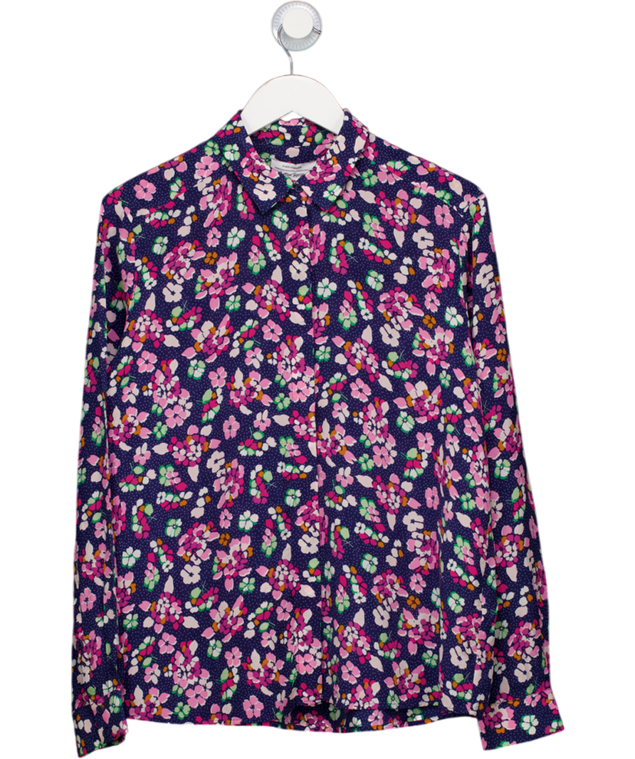 & Other Stories Blue Floral Print Silk Shirt UK 14