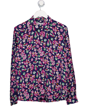 & Other Stories Blue Floral Print Silk Shirt UK 14