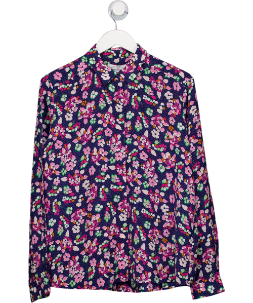 & Other Stories Blue Floral Print Silk Shirt UK 14
