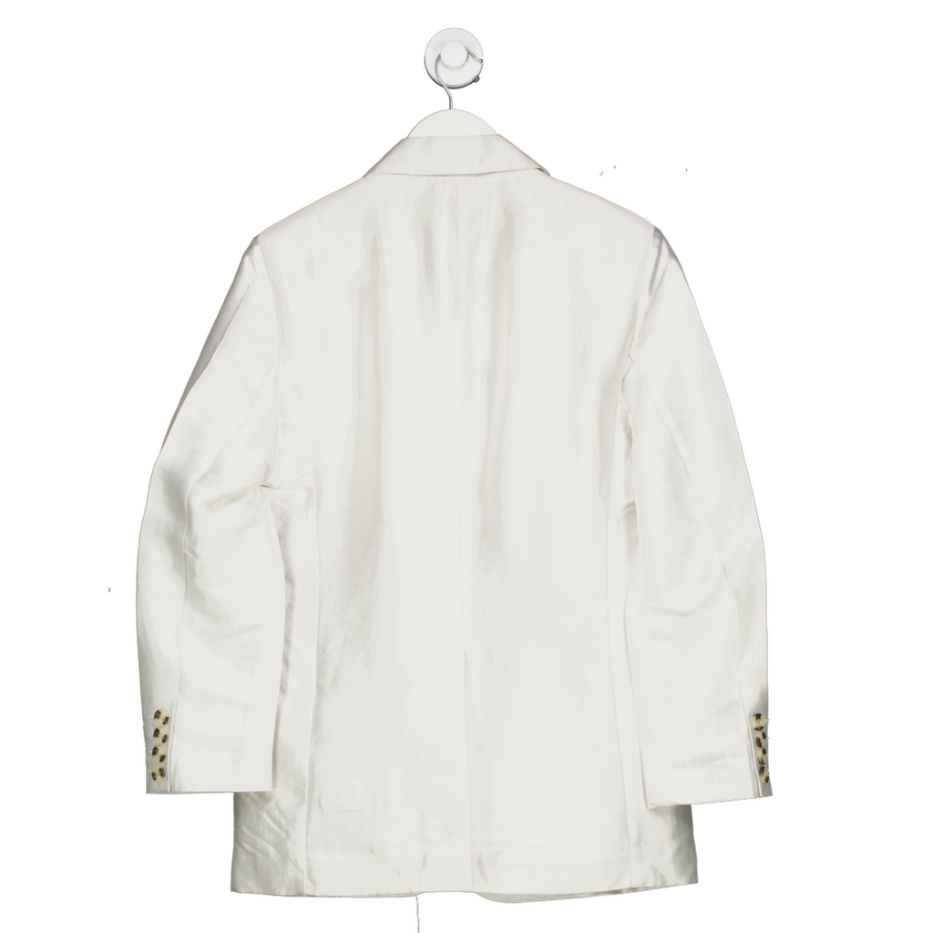 Topshop Metallic Satin Linen Blend Blazer In Silver UK 12