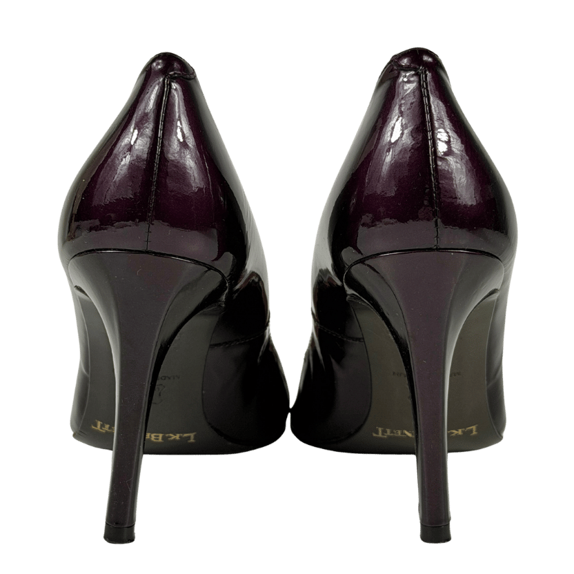 L.K.Bennett Purple Dark Aubergine Patent Mid-heel Pumps UK 5.5 EU 38.5 👠