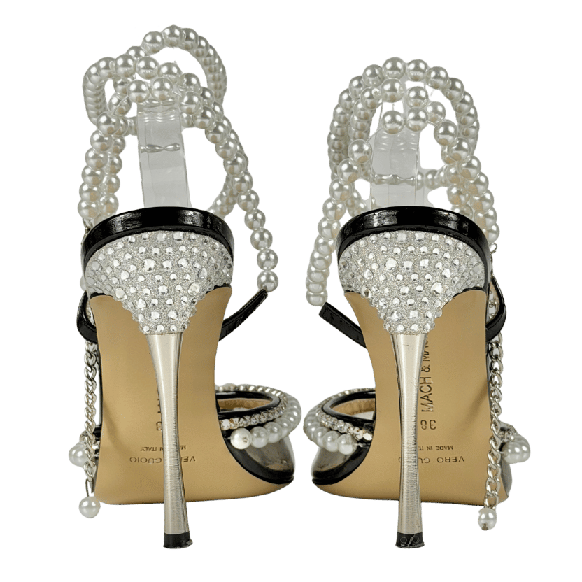 MACH & MACH Black Diamond Of Elizabeth Heels With Pearl Embellishments UK 5 EU 38