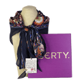 Liberty of London Navy Blue Wool & Silk Blend Scarf In Gift Box