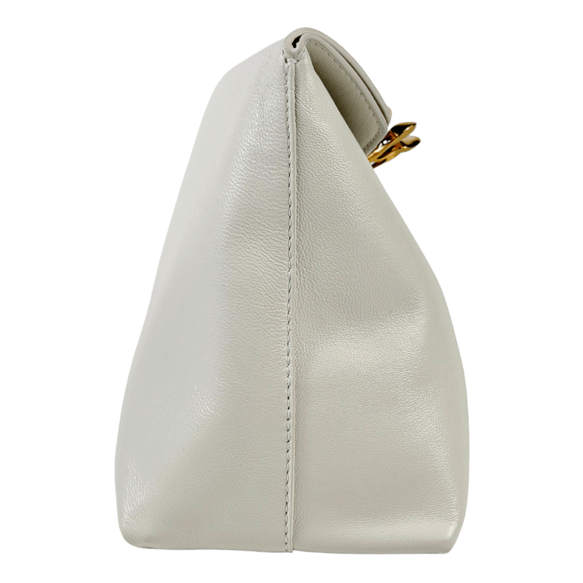 ALEXANDER MCQUEEN Cream Ivory / Gold Butter-soft Lambskin Leather Four ring Clutch Bag
