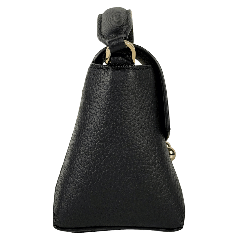 STRATHBERRY Black / Gold Hardware 100% Pebbled Leather Mosaic Nano Top Handle Bag