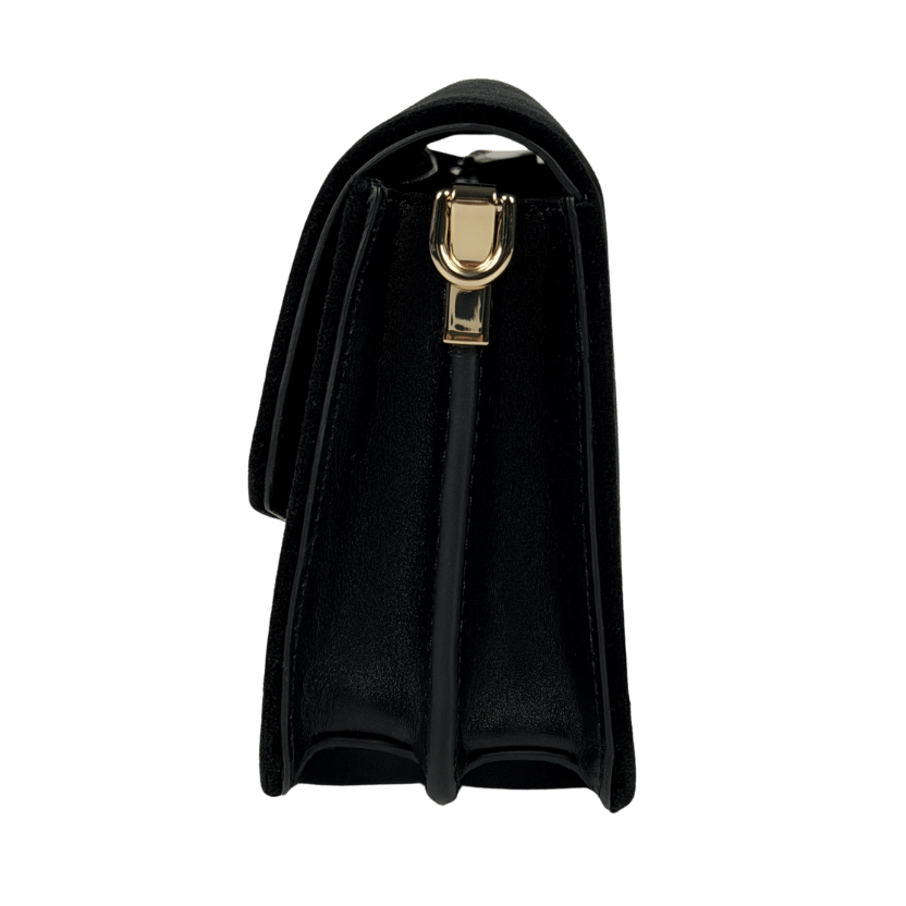 ASPINAL OF LONDON Black Eliza Velvet Embellished Clutch Bag With Strap