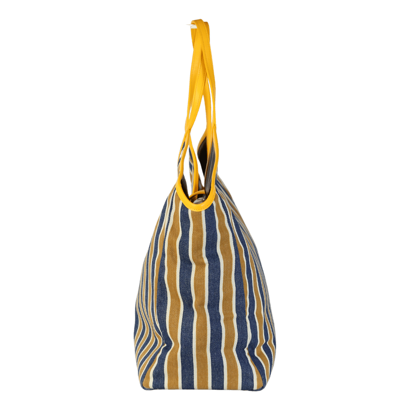 Kurt Geiger Yellow / Blue Striped Large Chelsea Tote Bag