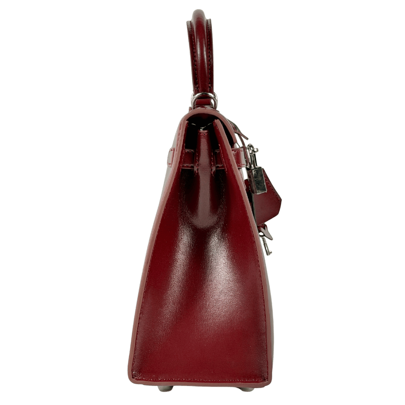 TOTES LUXE Burgundy Luxury Leather Top Handle Bag With Shoulder Strap