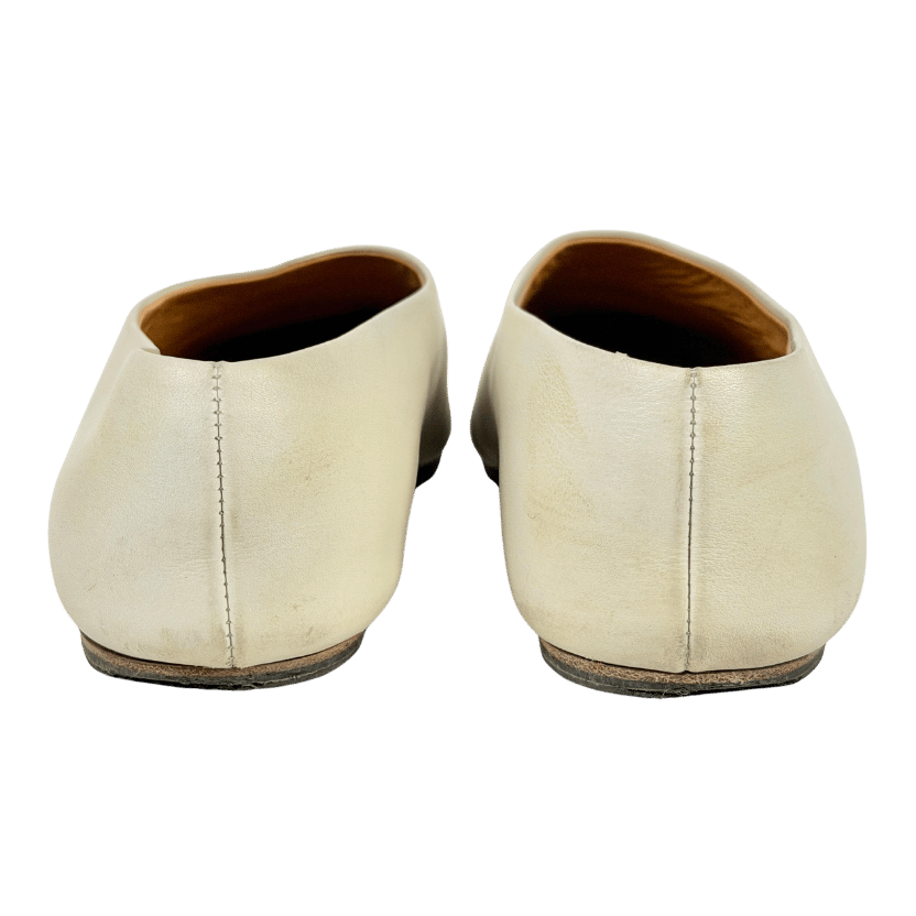 THE ROW Cream The Row Square Toe Flat Pump Leather Flats UK 4.5 EU 37.5 👠