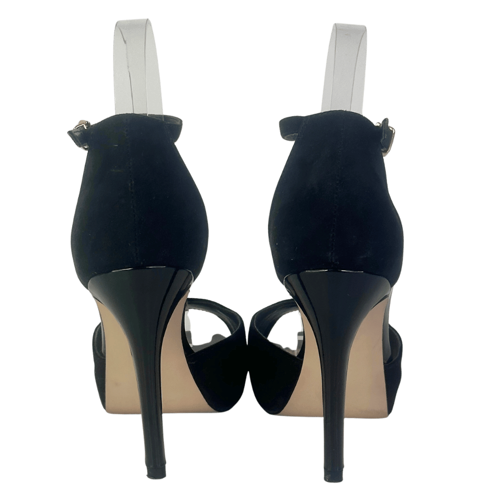 Carvela X Kurt Geiger Black Leona Suedette Open-toe Heels UK 4 EU 37 👠