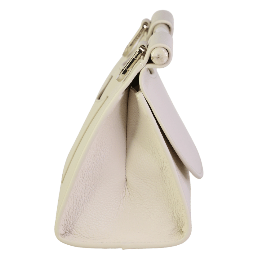 BOBBIES PARIS Cream Grand Ancône Luxury Leather Structured Handle Bag With Shoulder Strap - Foam