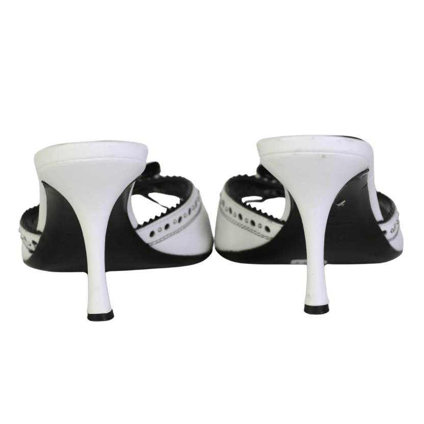 DIOR White Vintage Dior Monochrome Bow Mules UK 7 EU 40 👠
