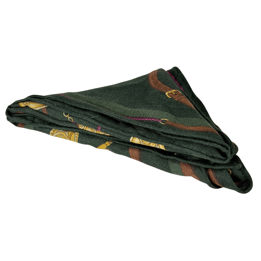 J.McLaughlin Green Horse Inspired Cashmere Scarf One Size