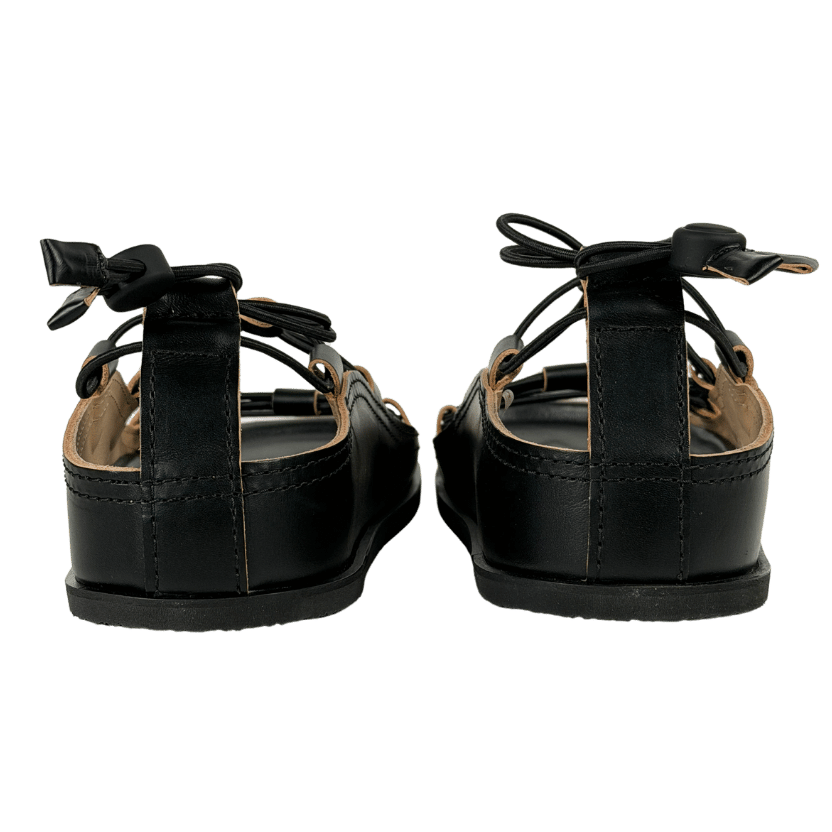 LEMAIRE Black Leather Spartan Almond Toe Footbed Sandals UK 8 EU 41 👠