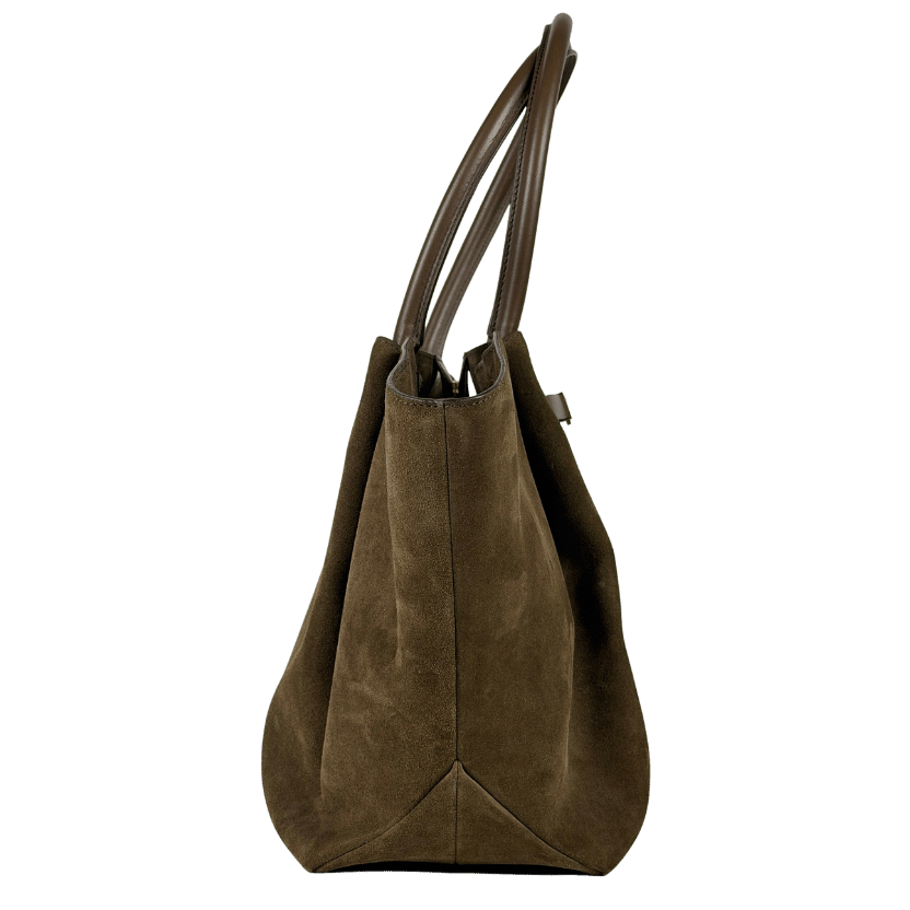 DEMELLIER LONDON Dark Khaki Large New York Suede Tote Bag