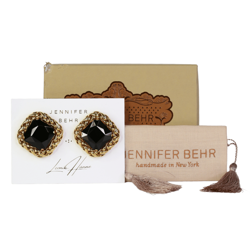 Jennifer Behr X Leonie Hanne Belle Black / Gold Stud Earrings