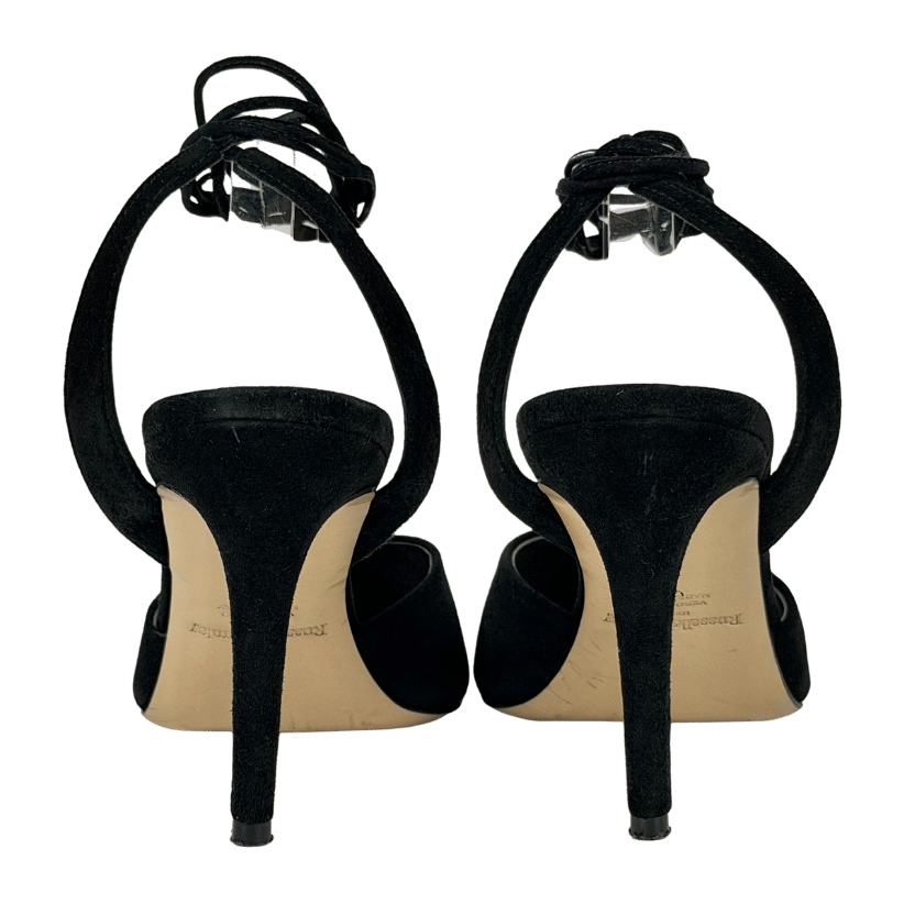 Russell & Bromley Black Tie Leg Suede High Heel shoes UK 7 EU 40