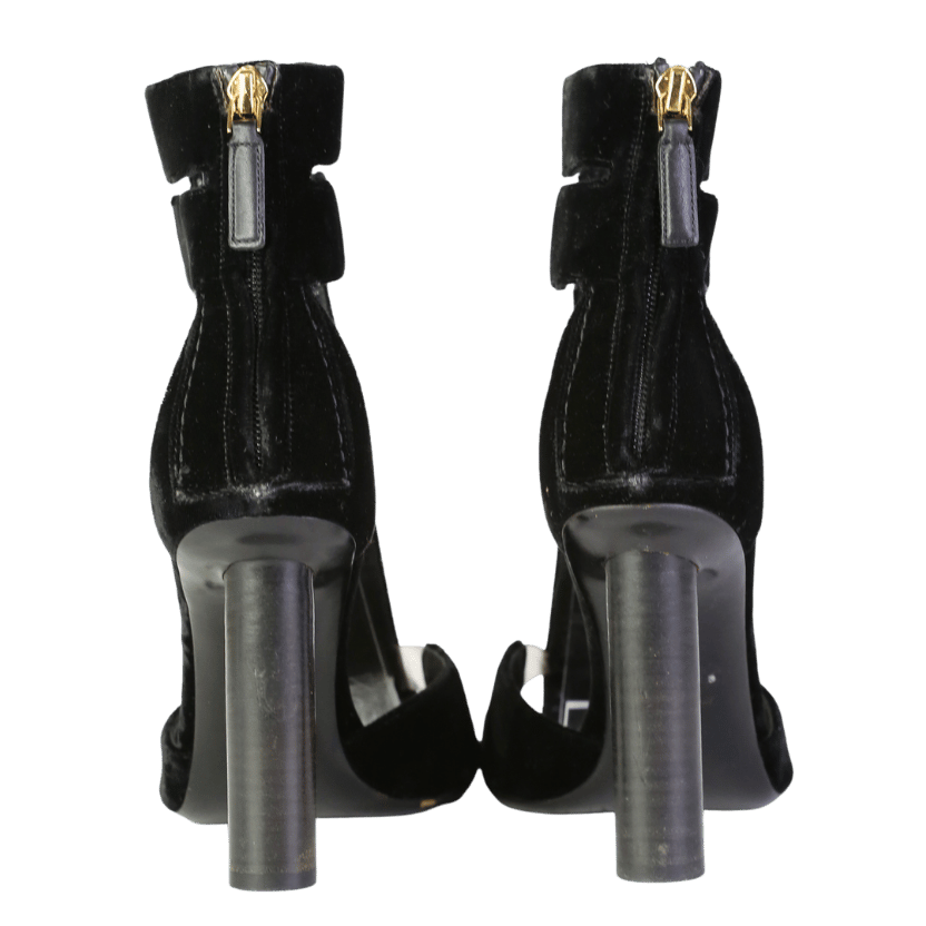 Tom Ford Black Pvc-trimmed Velvet T-bar Sandals In Black UK 4 EU 37 👠