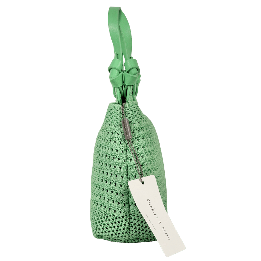 CHARLES & KEITH Green Mini Ida Knitted Tote Bag One Size
