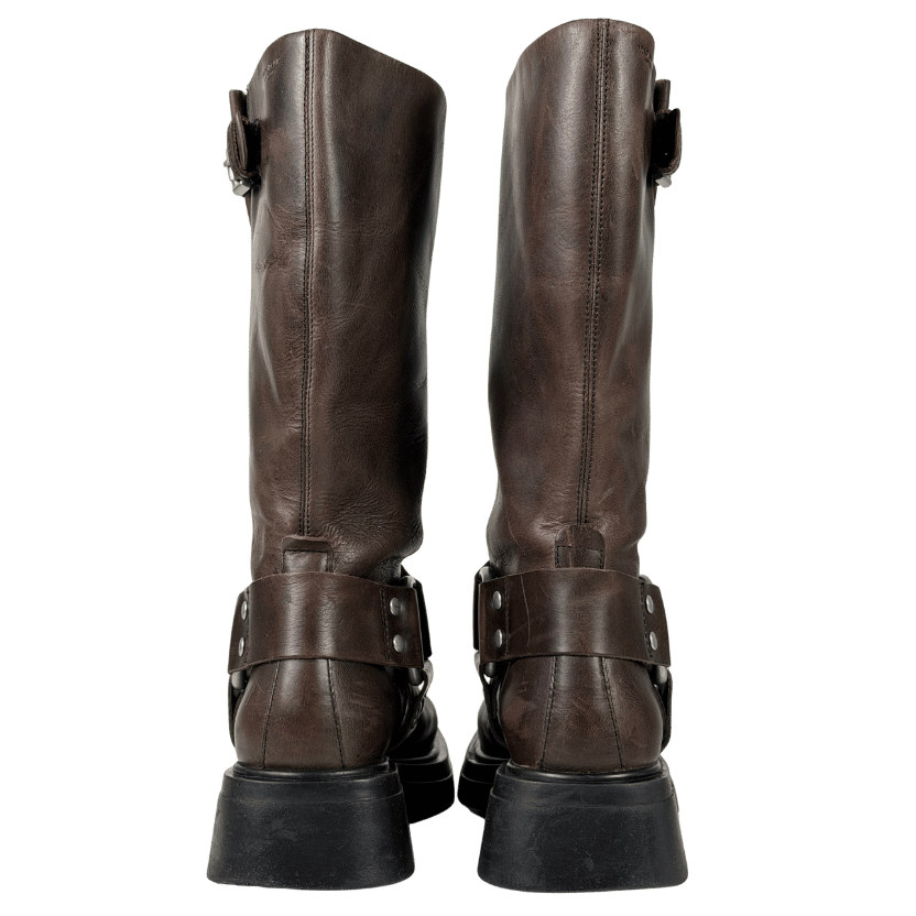 VAGABOND SHOEMAKERS Brown Buckle-strap Square-toe Boots UK 4 EU 37 👠
