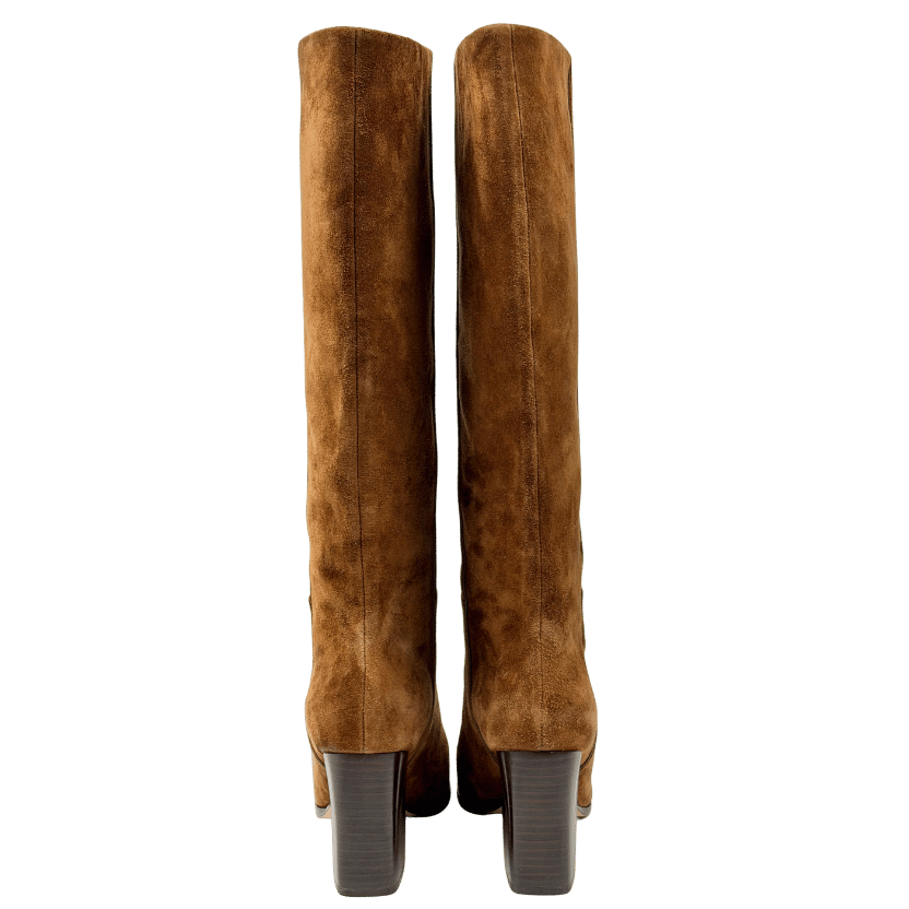 PAIGE Tan Brown Suede Square Toe Knee Boots Us6.5 UK 4.5 EU 37.5 👠