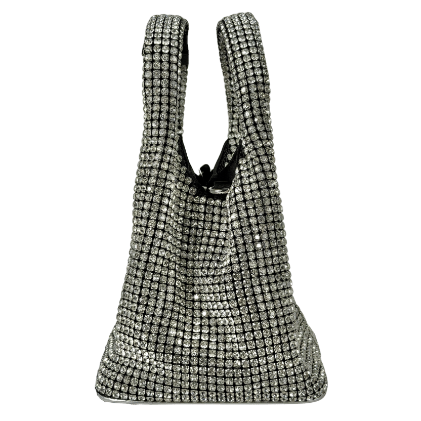 GIARITE Black Brilly - Silver Crystal Embellished Bag With Crossbody Chain