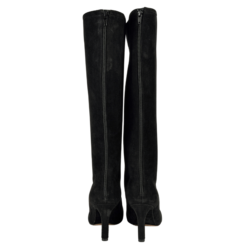 DRIES VAN NOTEN Black Suede Knee-high Boots UK 4 EU 37