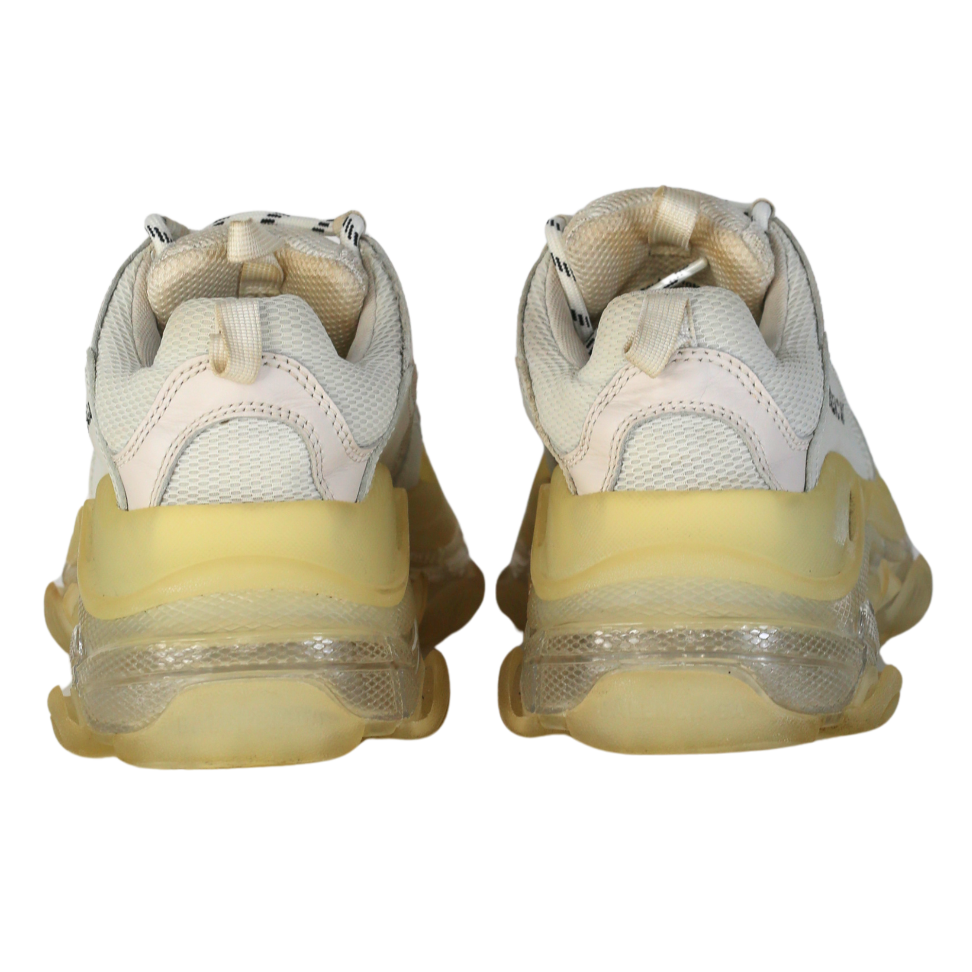 Balenciaga Cream Triple S Clear Sole Logo-embroidered Faux Leather And Mesh Sneakers UK 6 EU 39 👠