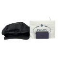 PRADA Black Re-nylon Newsboy Cap With Iconic Triangle Logo Plaque UK S