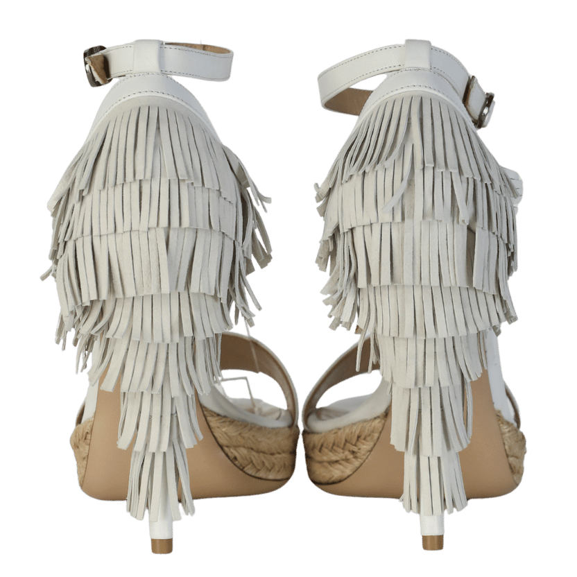 Valentino Garavani White Fringed High Espadrille Sandals UK 4 EU 37 👠