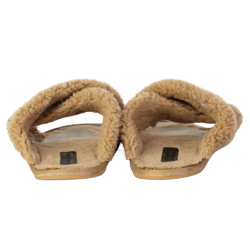 Yves Solomon Nude Crossover-strap Shearling Slippers UK 5 EU 38 👠
