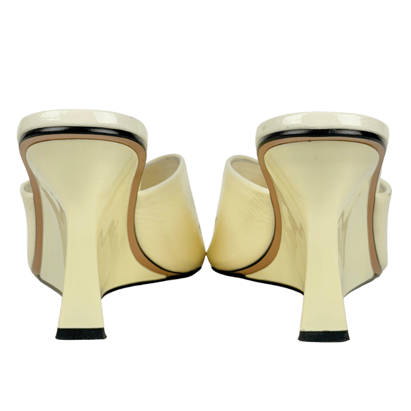 Alias Mae Cream Patent Rhianna Wedge Mule Sandals UK 6 EU 39 👠