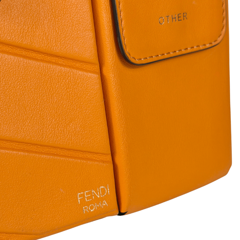 FENDI ROMA Orange Leather Mini Two Pocket Crossbody Bag