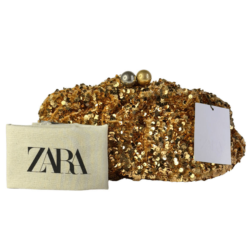 ZARA Metallic Sequin Clutch Bag UK M