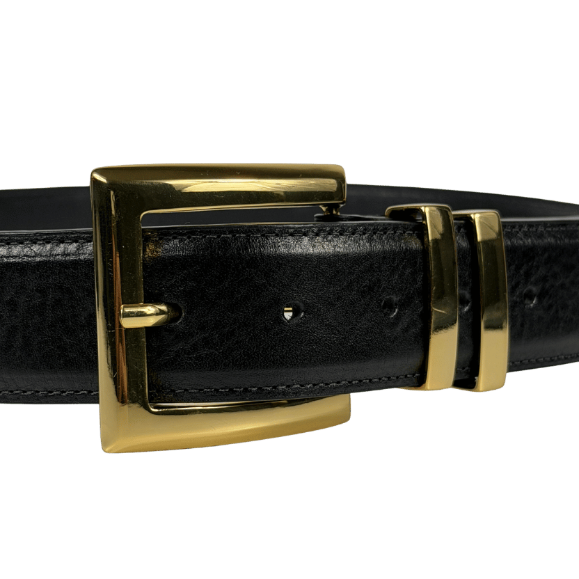 BLACK & BROWN LONDON Naomi Black / Gold Leather waist belt 80cm