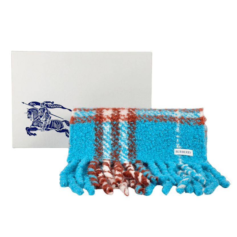 Burberry Blue Alpaca-wool Check Scarf