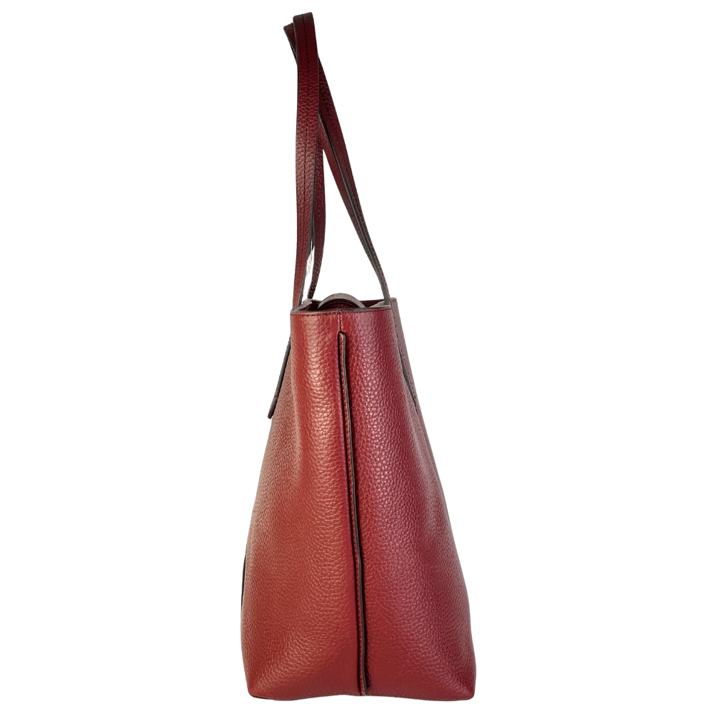 Aspinal Of London Red Burgundy Pebbled Leather Large Tote Bag One Size