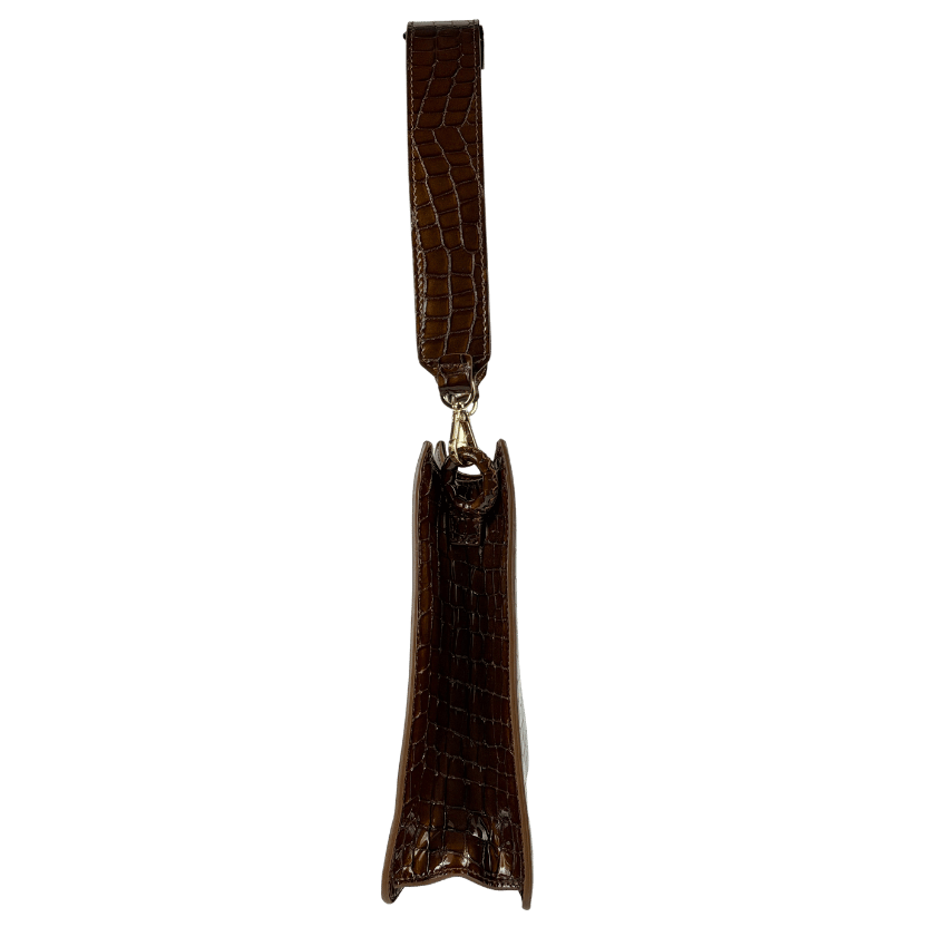 Elleme Brown Baguette Croc Effect Shoulder Bag