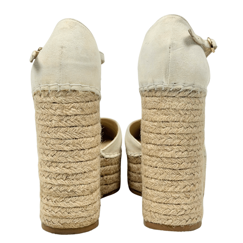 Eleanor Wellesly Cream Amore Wedge Espadrilles UK 5 EU 38 👠