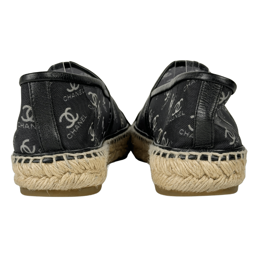 CHANEL Black Coco Mark Mesh All Over CC Logo Espadrilles UK 5 EU 38
