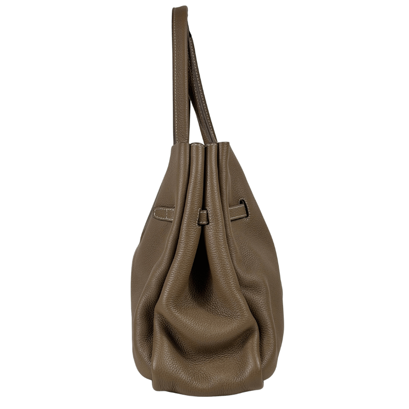 Rabeanco Brown Saoirse Pebbled Leather Soft Structural Shoulder Tote Bag